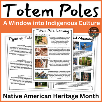 Preview of Native American Heritage Month - Totem Pole Activity Printable Handouts