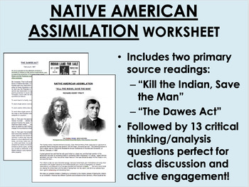 Preview of Native American Assimilation worksheet
