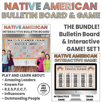 Preview of Native American Bulletin Board and Interactive Trivia Game | SET 1 | BUNDLE