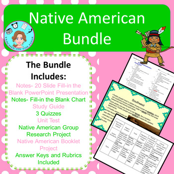 Preview of Native American Bundle – Notes, Assessments, Study Guide, Project – No Prep