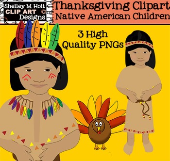 Preview of Native American Children Thanksgiving Clipart