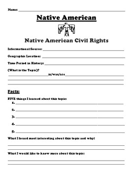 Preview of Native American Civil Rights "5 FACT" Summary Assignment