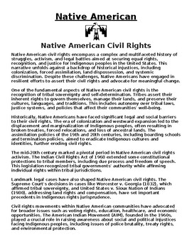 Preview of Native American Civil Rights Article & Questions Assignment (WORD)