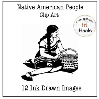 Preview of Native American Clip Art | Hand drawn in Black and White Ink