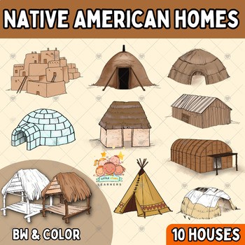 Preview of Native American Homes Clip Art - 10 Houses
