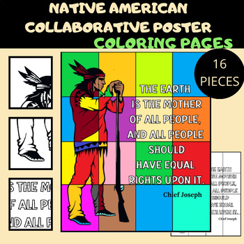 Preview of Native American Collaborative Poster Art- Indigenous People's Day coloring pages