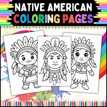 Preview of Native American Coloring Pages: Perfect for Classroom Use or Home Learning