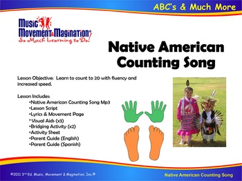 Preview of Native American Counting Song (Mp3) with Lesson Script, Visuals and Printables