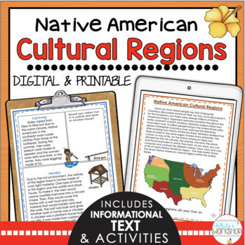 Preview of Native American Cultural Regions Informational Text and Comprehension Activities