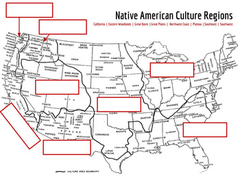 Native American Regions Map Worksheets