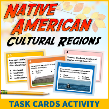 Preview of Native American Cultural Regions Task Cards Activity Native American Heritage