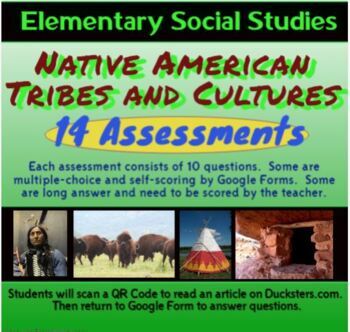 Preview of Native American Cultural Studies / 14 Assessments based on Online Reading Psgs