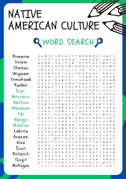 Native American Culture No Prep Word Search Puzzle Worksheet Activity