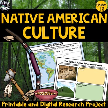 Preview of Native American Culture Research Project Activities Printable and Digital