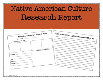 Preview of Native American Culture Research Report