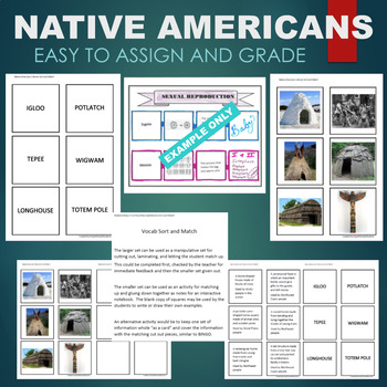 Preview of Native American Cultures (Igloo, Tepee, Wigwam) Sort & Match STATIONS Activity