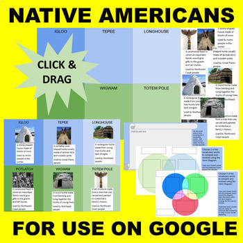 Preview of Native American Cultures (Igloo, Tepee, etc) GOOGLE Interactive Sort & Match