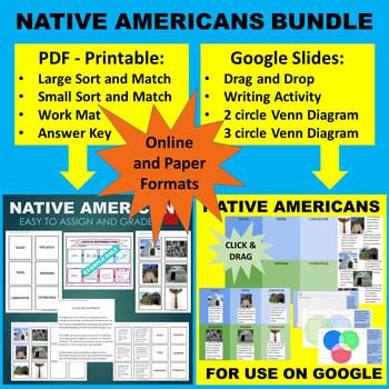 Preview of Native American Cultures Sort & Match Activity - Google & Paper Combo Bundle