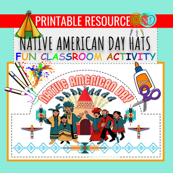 Preview of Native American Day Hats | COLOR CUT AND PASTE HAT ACTIVITY | Make HATS/CROWNS