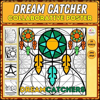 Preview of Native American Dream Catcher Mindfulness Collaborative Project Poster, Coloring