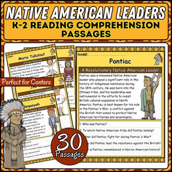 Preview of Native American Famous Leader Social Studies Reading Comprehension Passages K-2