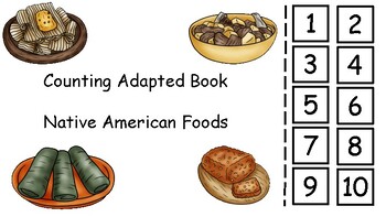 Preview of Native American Foods Counting Adapted Book (Native American Heritage Month)