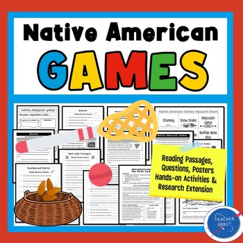 Preview of Native American Games Bundle Reading Create a Game Activities Posters Research