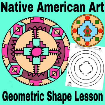 Preview of Native American Inspired Geometric Shape Craft: Concentric Circles, Shapes,Lines