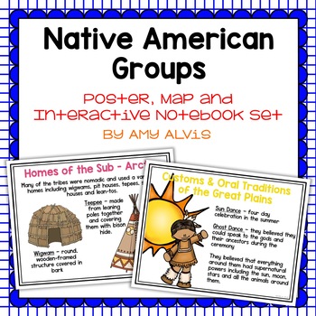 Preview of Native American Groups Posters Map and Interactive Notebook INB Set