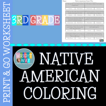 Preview of Native American Guess Who! Coloring Printable Worksheet