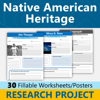 Preview of Native American Heritage Biography Research Project - Famous Native Americans