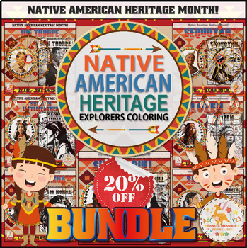 Preview of Native American Heritage Explorers Coloring Bundle