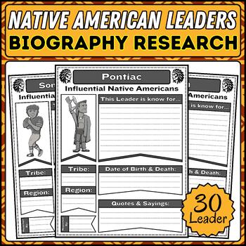 Preview of Native American Heritage Leaders Biography Research Projects | Lesson Plans