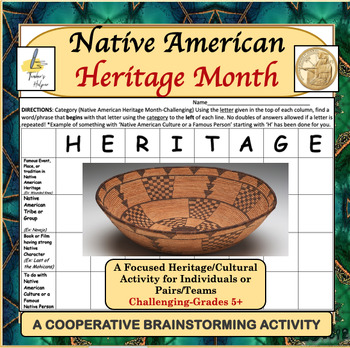 Preview of Native American Heritage Month: A Cooperative Activity (Challenging-Grade 5+)