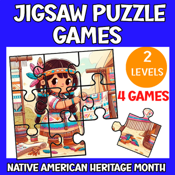 Preview of Native American Heritage Month Activities 1st Grade | 4 Cute Jigsaw Puzzle Games