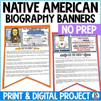 Preview of Native American Heritage Month Activities - NAHM Biography Banners - Project