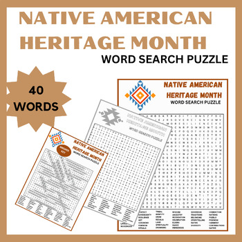 Preview of Native American Heritage Month Activities Word Search Puzzle Worksheets November