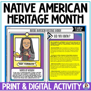Preview of Native American Heritage Month Activities - Trading Cards - Biography Project