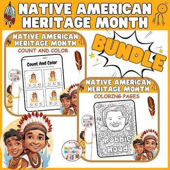Preview of Native American  BUNDLE Activities /Coloring Pages/Count and Color
