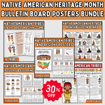 Preview of Native American Heritage Month BUNDLE - Bulletin Posters, Reading & Activities