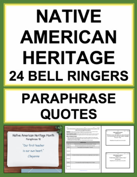 Preview of Native American Heritage Month Bell Ringers Activities | Paraphrase Quotes