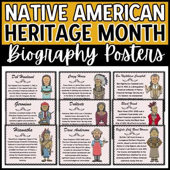 Preview of Native American Heritage Month Biography Posters - Bulletin Board Kit