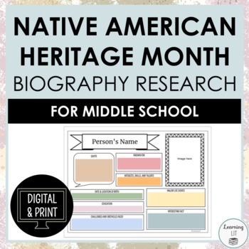 Preview of Native American Heritage Month Biography Research Activity for Middle School