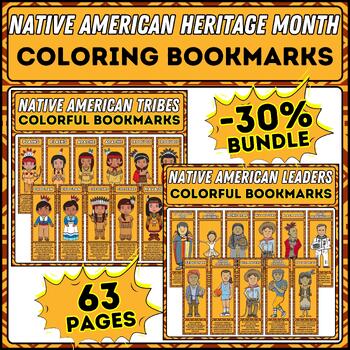 Preview of Native American Heritage Month Bookmarks Bundle: Famous Leaders & Tribes