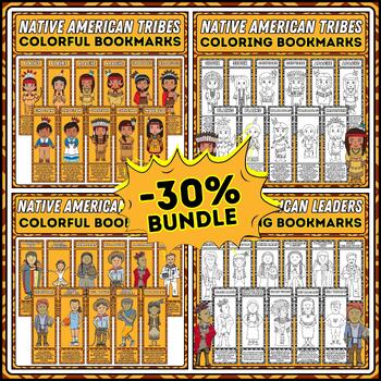 Preview of Native American Heritage Month Bookmarks Bundle: Famous Leaders & Tribes