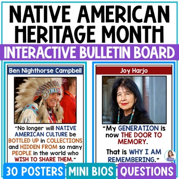 Preview of Native American Heritage Month Bulletin Board - 30 NAHM Posters & Biographies