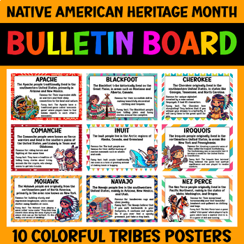 Preview of Native American Heritage Month Bulletin Board Posters Set 10 Indigenous Tribes