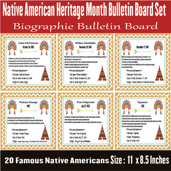 Preview of Native American Heritage Month Bulletin Board Set - 20 Famous Native Americans