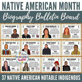 Preview of Native American Heritage Month Bulletin Board Set - 37 Famous Native Americans