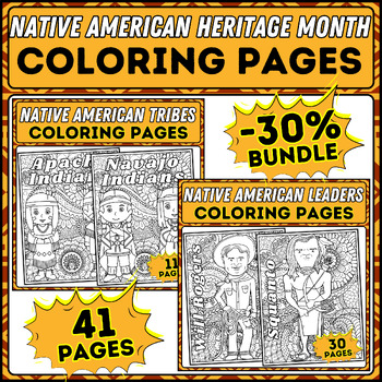 Preview of Native American Heritage Month Bundle: Coloring Pages for Leaders & Tribes -30%
